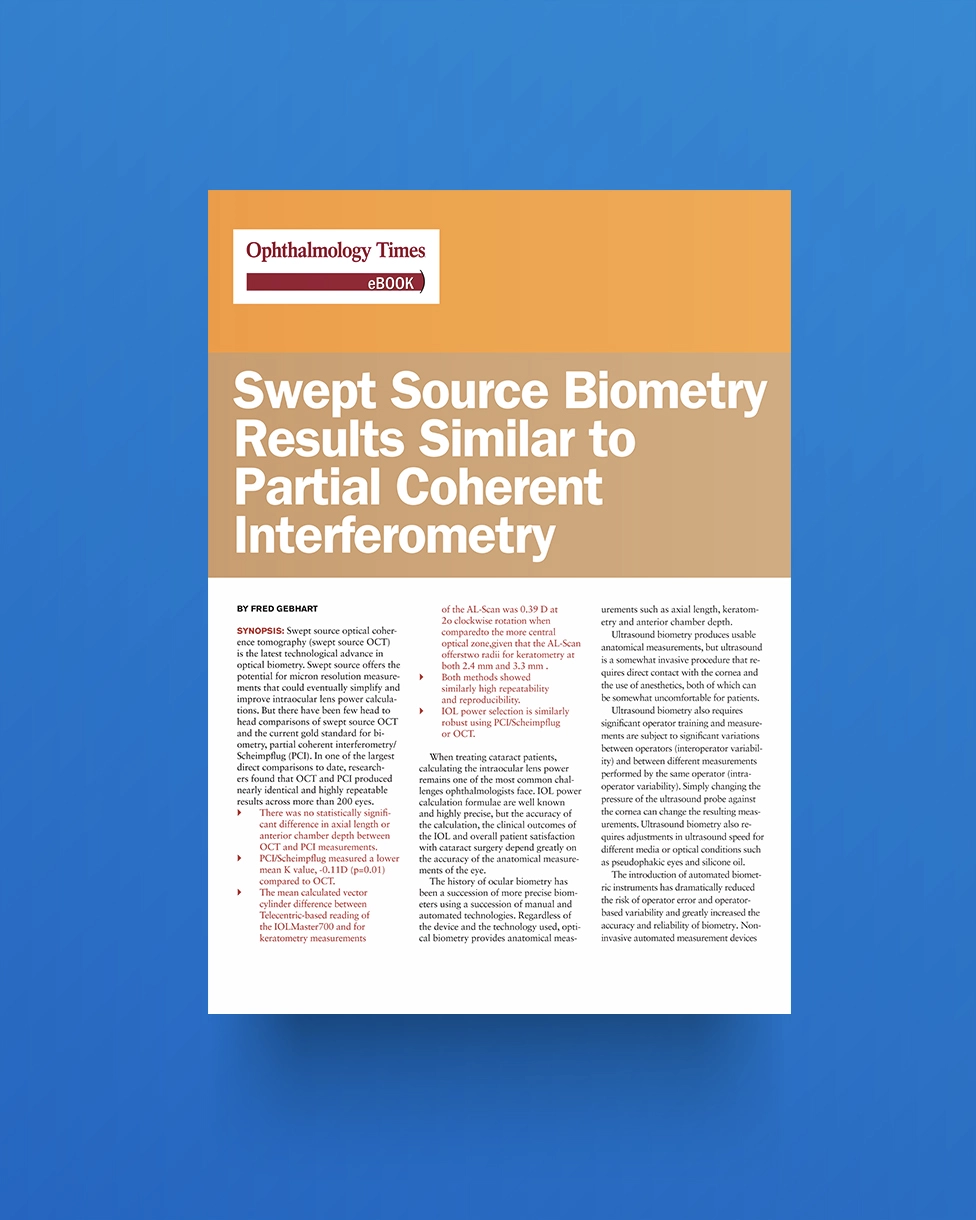 Swept Source Biometry Results Similar to Partial Coherent Interferometry