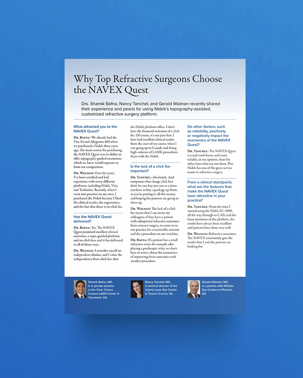 Why Top Refractive Surgeons Choose the NAVEX Quest