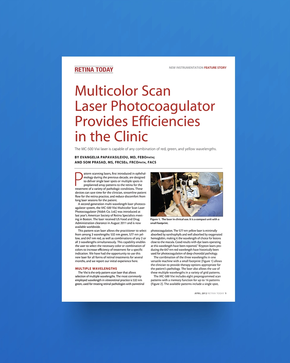 Multicolor Scan Laser Photocoagulator Provides Efficiencies in the Clinic