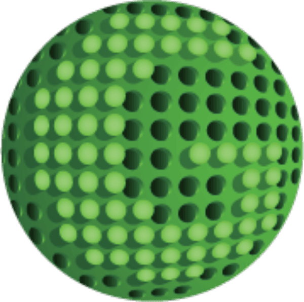 A Nidek Sphere With A Green Gradient And A Pattern Of Evenly Spaced Round Indentations, Giving It A Textured, Three-Dimensional Appearance. The Indentations Create A Grid-Like Design Across The Entire Surface Of The Sphere.