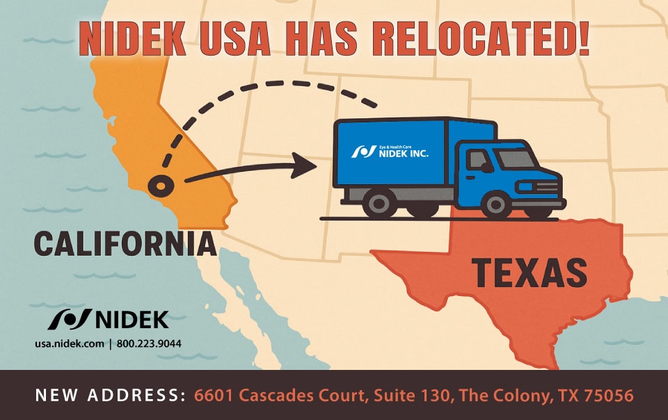 NIDEK Moving from CA to TX